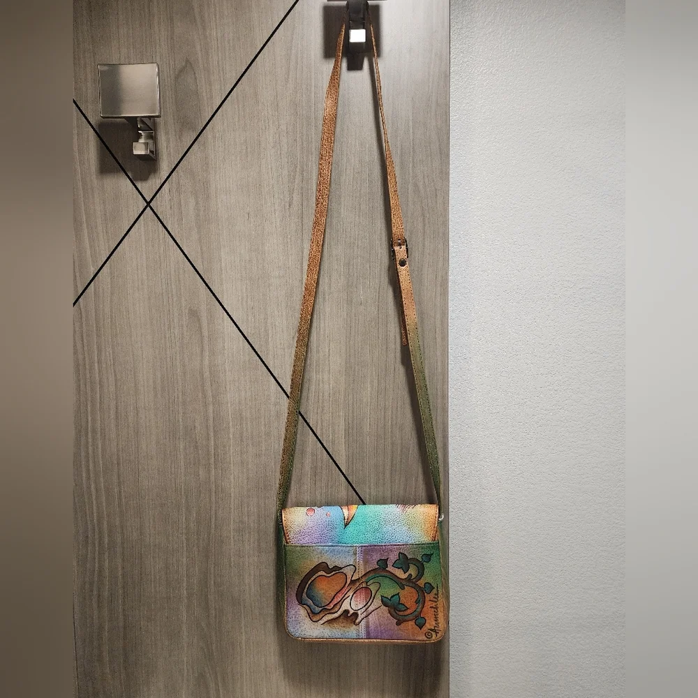 Anuschka hand painted butterfly Leather Crossbody Purse 468-COL  RARE NWT - Picture 3 of 10